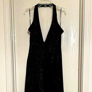 NWT - XL Black Zara Halter Dress with Back Slit and Beading